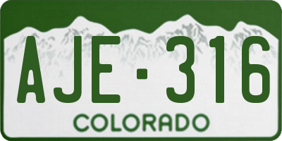 CO license plate AJE316