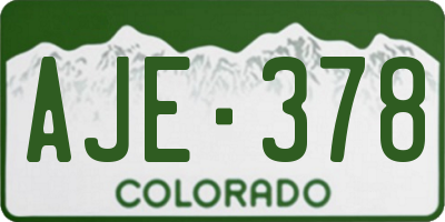 CO license plate AJE378