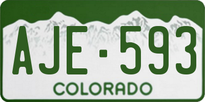 CO license plate AJE593