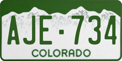 CO license plate AJE734