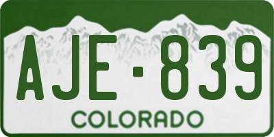 CO license plate AJE839