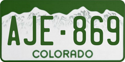 CO license plate AJE869