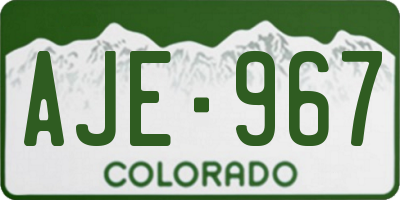 CO license plate AJE967