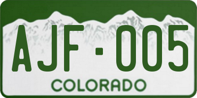 CO license plate AJF005