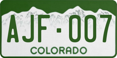 CO license plate AJF007