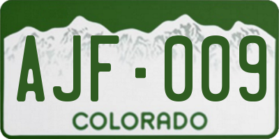 CO license plate AJF009