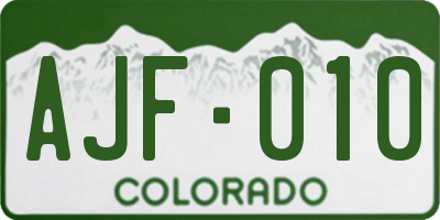 CO license plate AJF010