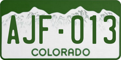 CO license plate AJF013
