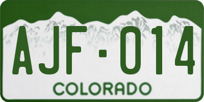 CO license plate AJF014