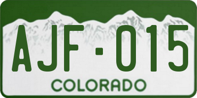 CO license plate AJF015