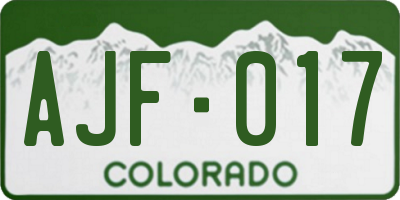 CO license plate AJF017