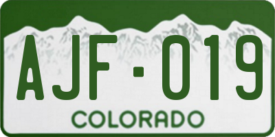 CO license plate AJF019