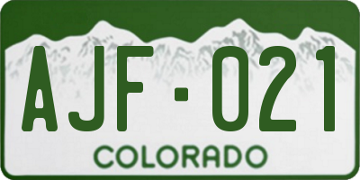 CO license plate AJF021