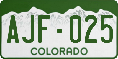 CO license plate AJF025
