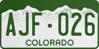 CO license plate AJF026