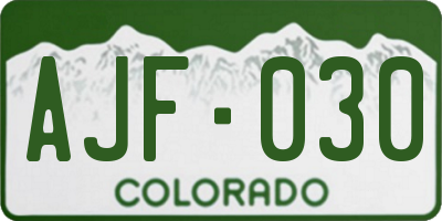 CO license plate AJF030