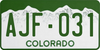 CO license plate AJF031