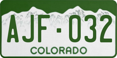 CO license plate AJF032