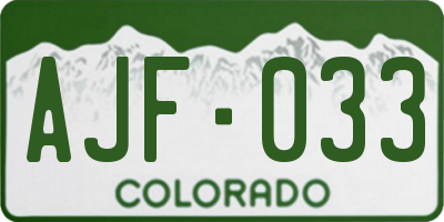 CO license plate AJF033