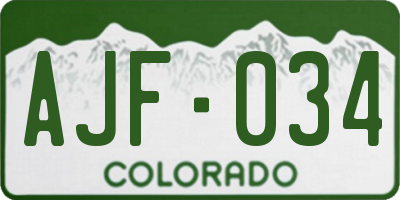 CO license plate AJF034