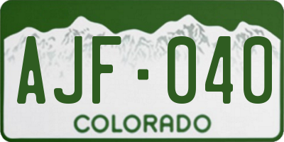 CO license plate AJF040