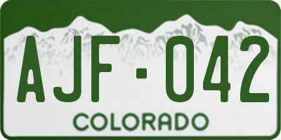 CO license plate AJF042