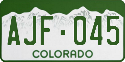 CO license plate AJF045