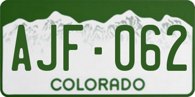 CO license plate AJF062