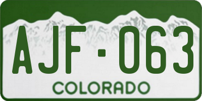 CO license plate AJF063
