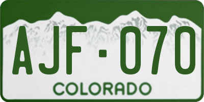 CO license plate AJF070