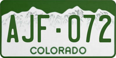 CO license plate AJF072