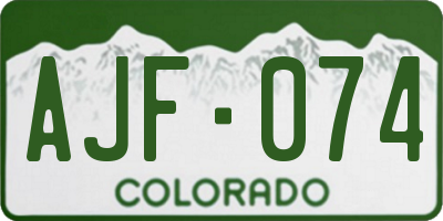 CO license plate AJF074