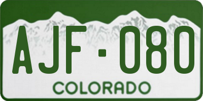 CO license plate AJF080