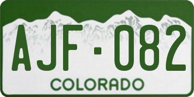 CO license plate AJF082