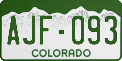 CO license plate AJF093