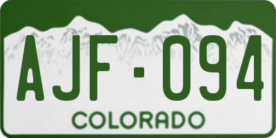 CO license plate AJF094