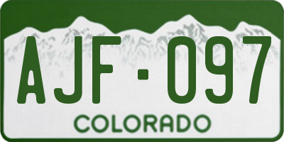 CO license plate AJF097