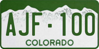 CO license plate AJF100