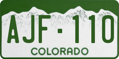 CO license plate AJF110