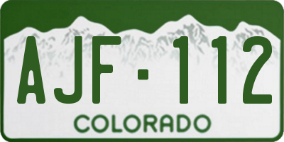 CO license plate AJF112