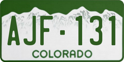 CO license plate AJF131