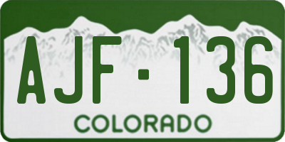 CO license plate AJF136