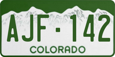CO license plate AJF142