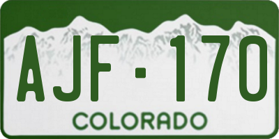 CO license plate AJF170