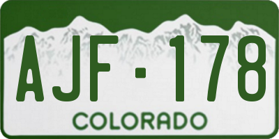 CO license plate AJF178