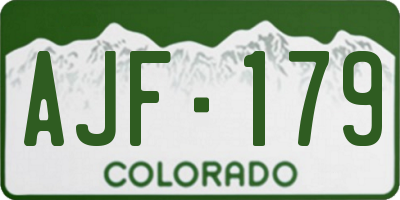 CO license plate AJF179