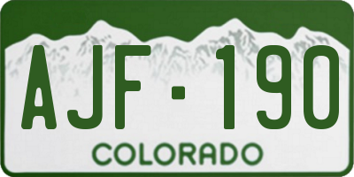 CO license plate AJF190