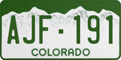 CO license plate AJF191