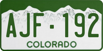 CO license plate AJF192