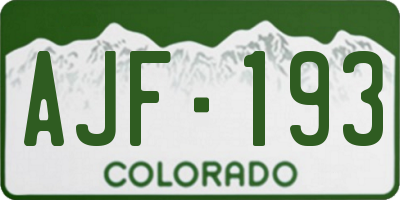 CO license plate AJF193